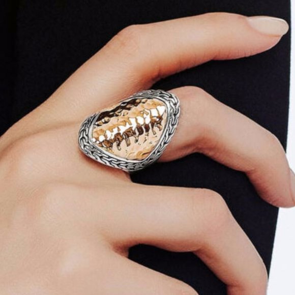 Jewelry - Exaggerated Hiphop Two Tone 925 Silver Filled Ring